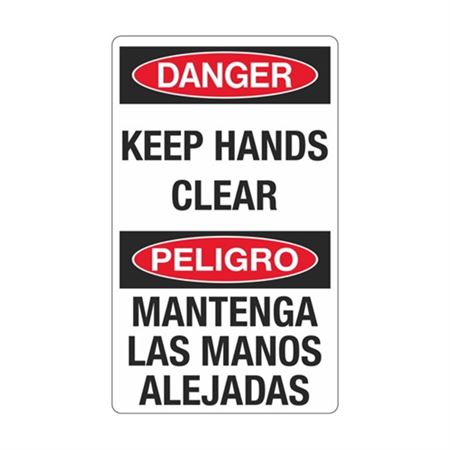 Danger Keep Hands Clear/Mantega Las Manos Alejadas 12" x 20" Sign